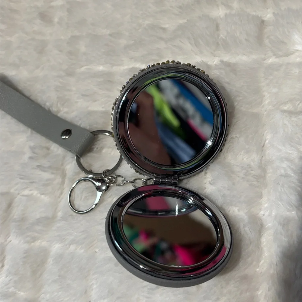 Compact Mirror Jeweled Keychain - Picture 3 of 3